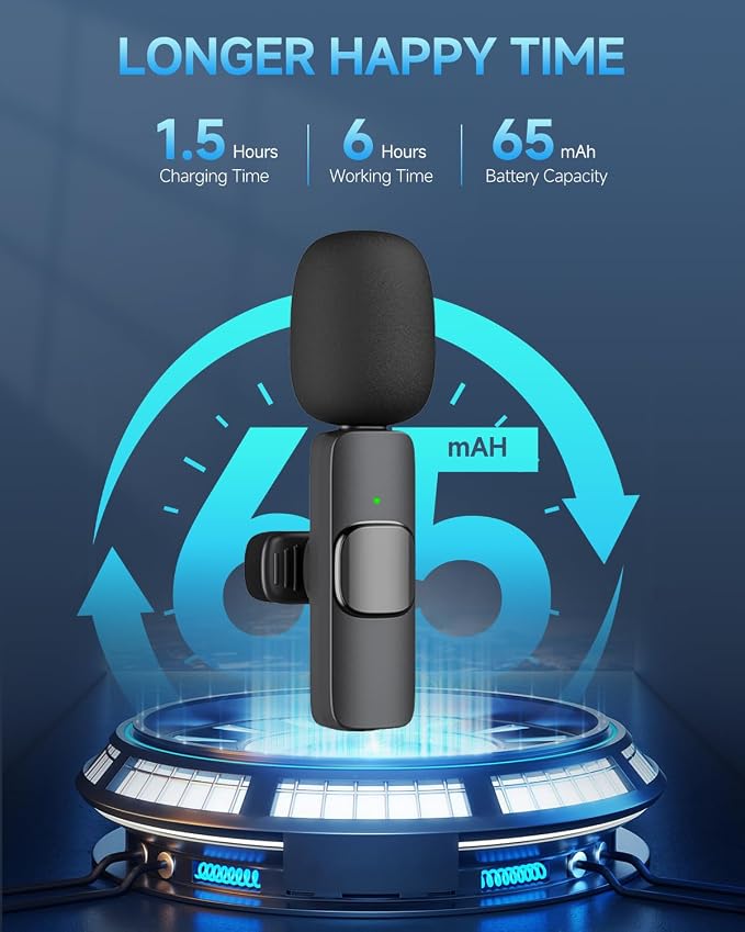 Professional Wireless Mini Microphone for iPhone 17/16/15, Android Phone, Cordless Omnidirectional Lavalier Lapel Mic, Plug-Play Lavalier Mic for TikTok, YouTube & Interviews - Image 7