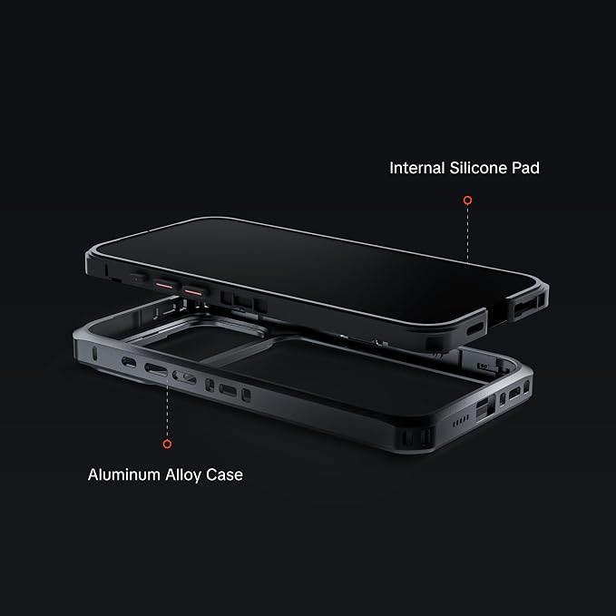 PGYTECH ProShot Phone Case for iPhone 17 Pro Max, Aluminum Alloy Protective | with 4 Expansion Ports, 3 Strap Holes & Silicone Liner Have 67mm Filter Adapter Ring Backplate, for Heat Dissipation, Black - Image 5