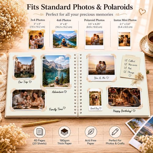 10x10 Inch DIY Scrapbook Album 40 Pages (20 Sheets), Hardcover Kraft Paper - Image 3