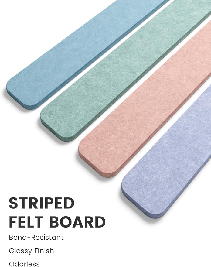 Fluxynara 13" x 2" Felt Wall Panels, Coastal Haze | 5-Pack Includes 35 Push Pins and Adhesive Tabs for Photos, Notes and Decor in Bedroom Doors, Home Office or Studios - Image 3