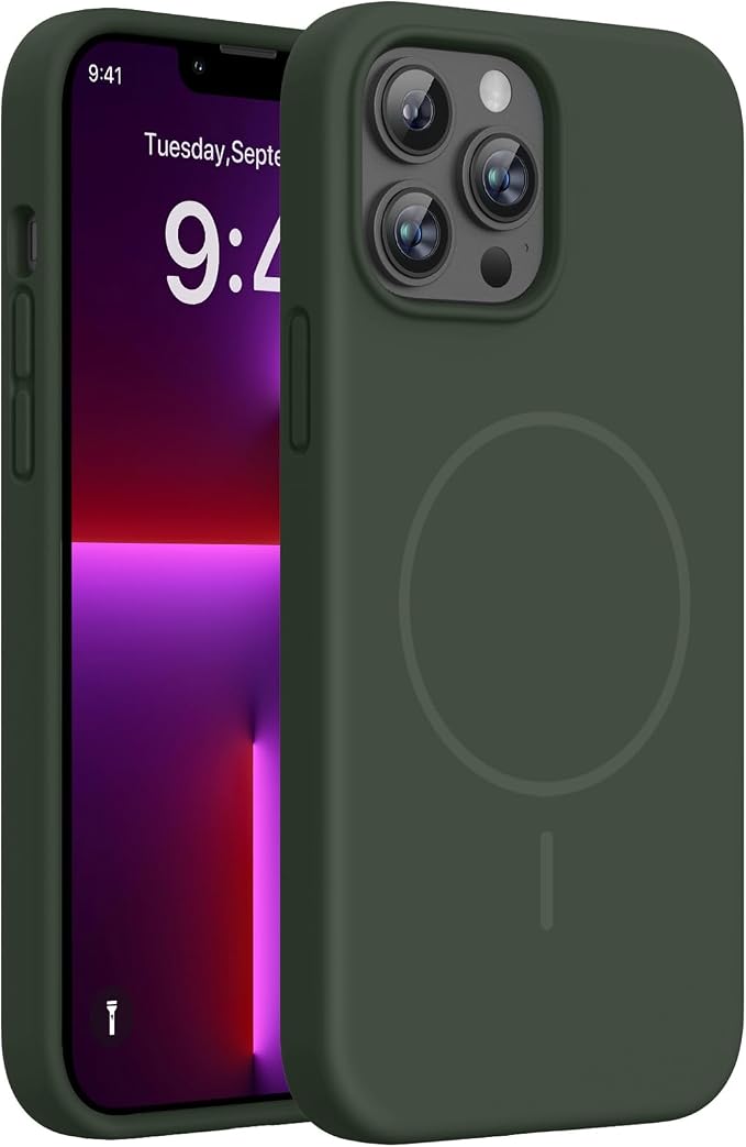 Miracase Magnetic for iPhone 13 Pro Case, Silicone, Soft Microfiber Lining by Miracase
