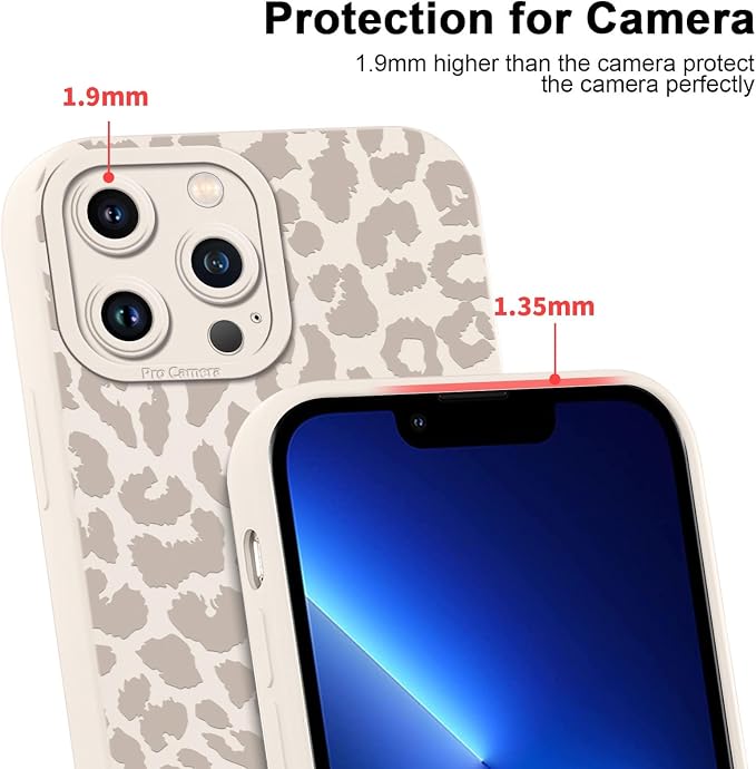 Cute Cheetah Print Phone Case for iPhone 15 Pro White Luxury Leopard Case 6.1", Aesthetic Pattern Design Cover Full Camera Lens Protective Shockproof Soft Slim TPU Funda for Women Girls - Image 4