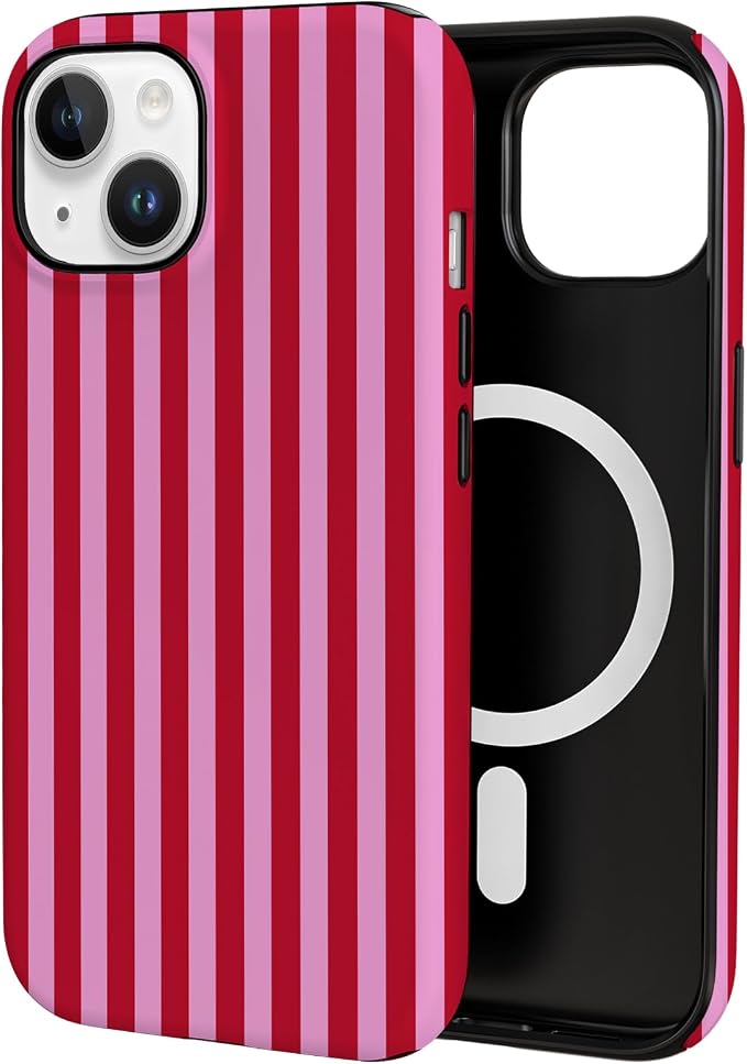 TPU Phone Case for iPhone 14, MagSafe Wireless Charging Compatible, Shockproof Slim Fit Protective Cover with Anti-Yellowing & Raised Camera Protection (Stripes 4, iPhone 14) by Unknown