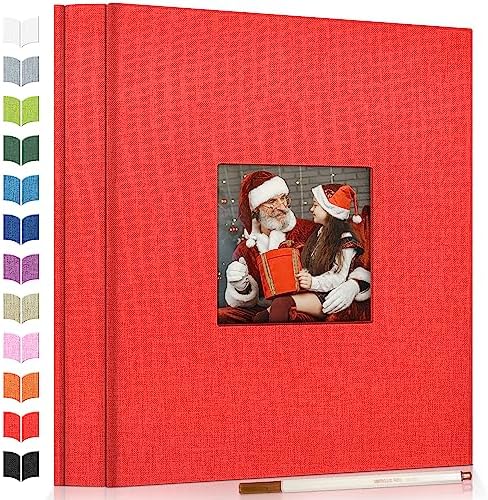 Artfeel Photo Album Self Adhesive Scrapbook Album for 3x5 4x6 5x7 8x10 Pictures,60 Pages Linen Cover with Display Window DIY Photo Book,Ideal Gifts for Family Travel Wedding Baby by Artfeel