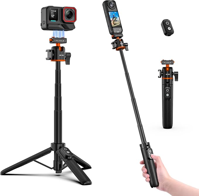 BRDRC Tripod for Insta360 X5 ACE Pro 2, 21” Selfie Stick Quick Release Extension Rod Mini Table Desk Portable Handle Grip Stand with Remote Controller for Insta 360 X5 X4 Air, ACE Pro 2 Accessories by BRDRC