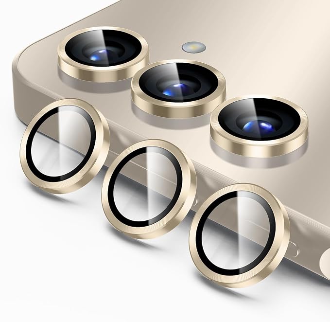 Korecase for Samsung Galaxy S25 FE Camera Lens Protector, 9H Tempered Glass Anti Scratch Camera Screen Protector Film Shcokproof Metal Ring Lens Protector for Galaxy S25 FE (Gold) by Korecase