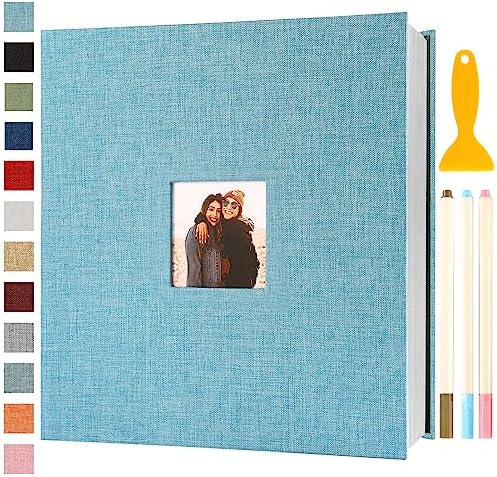 Photo Album Self Adhesive Pages Scrapbook 13.2x12.8 Light Blue 120 Pages by Semfalbuums