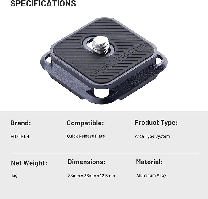 PGYTECH 2 Pcs Arca-Type Quick Release Plates Parts Replacement Switch Between Tripod, Monopod, Slider Arca Swiss Compatible | Replacement Switch Between Tripod, Monopod, Slider Arca Swiss Compatible - Image 7