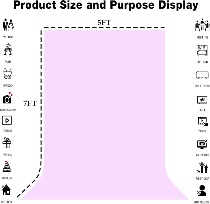 Light Purple Photography Backdrop for Photoshoot, Fabric 8x10ft | Polyester Studio Photo Backgrounds, Non Reflective, Easy to Hang, for Portrait Shoot, Product, Party Decor, Video Creation - Image 3