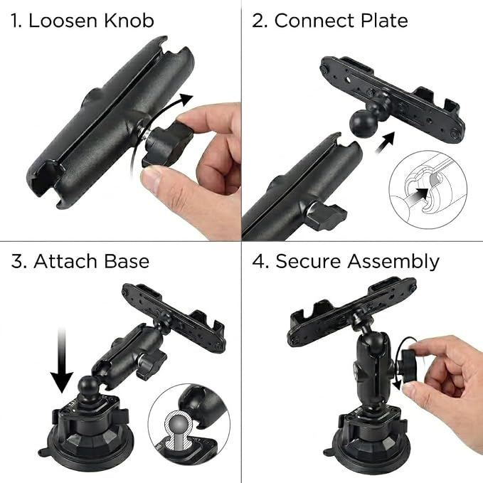 Universal Walkie Talkie Mount Holder with 25mm 1 Inch Ball Base, Heavy Duty Design for Handheld Transceiver, CB Mic and Speaker Microphone Compatible with RAM Mounts B Size Double Socket Arm - Image 4