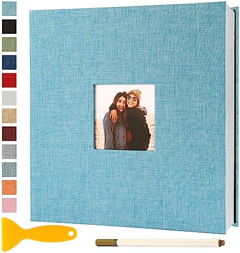 Photo Album Self Adhesive Pages Scrapbook 13.2x12.8 Light Blue 60 Pages by Semfalbuums