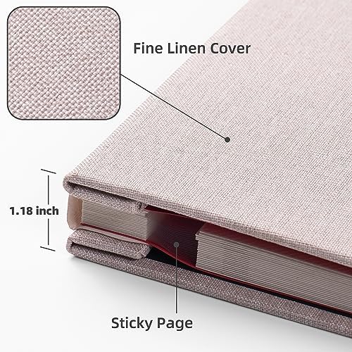 HoneyTolly Large Photo Album Self Adhesive, DIY Scrapbook Album for 3x5 4x6 8x10 Pictures, 60 Pages Linen Cover Memory Book, Ideal Gift for Family Wedding Baby Christmas Anniversary(Beige) - Image 3