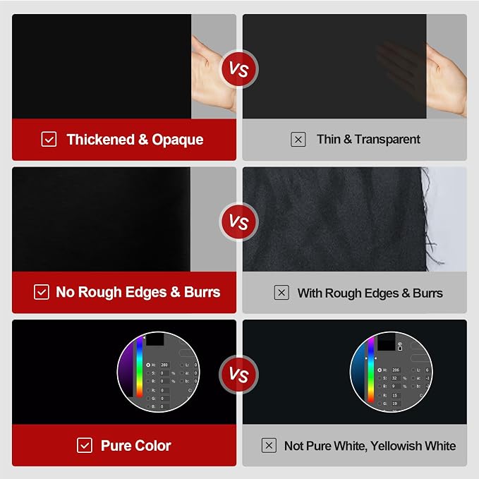 8x10 FT Black Backdrop for Photography, Large Black Screen for Portraits, Background Curtain for Booth Video Film Party, Chromakey High Density Polyester Fabric for Product Shoots - Image 2
