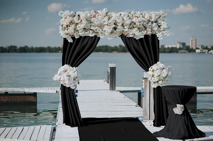 Joydeco Black Backdrop Curtain for Parties, Wrinkle Free Black Curtains Photo Backdrop for Wedding Decor, Birthday Party Graduation Baby Shower Photography(5ft x 7ft, 2 Panels) - Image 5