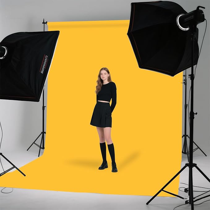 Yellow Photo Backdrop for Photoshoot Background Photography 10x10ft | Polyester, Portrait Studio Photographic, Streaming Video Shooting - Image 4