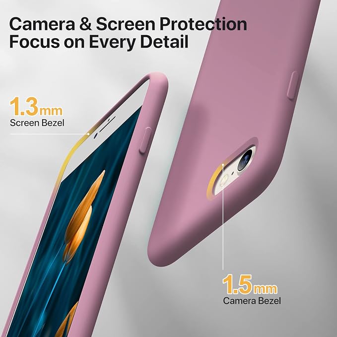 Miracase Silicone for iPhone SE 2022/SE 2020/7/8 Case,Blackcurrant | Ultra Slim Cover with Screen Protector, Soft Microfiber Lining, Multi-Color Premium Silicone Shockproof Phone Case - Image 4
