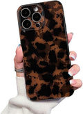 Cute Phone Case for iPhone 14 Pro Case Amber Leopard Print | Cheetah Tortoiseshell Pattern,Full Camera Protective,Slim Shockproof TPU,Aesthetic Girly Glossy Cover for Women Men-Brown by XQAGU