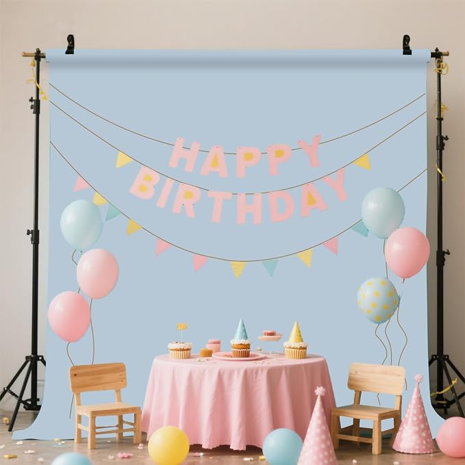 Dusty Blue Photo Backdrop for Photoshoot Background Photography 5x7ft | Polyester, Studio, Blue Aura, Portrait Streaming Video Shooting - Image 2