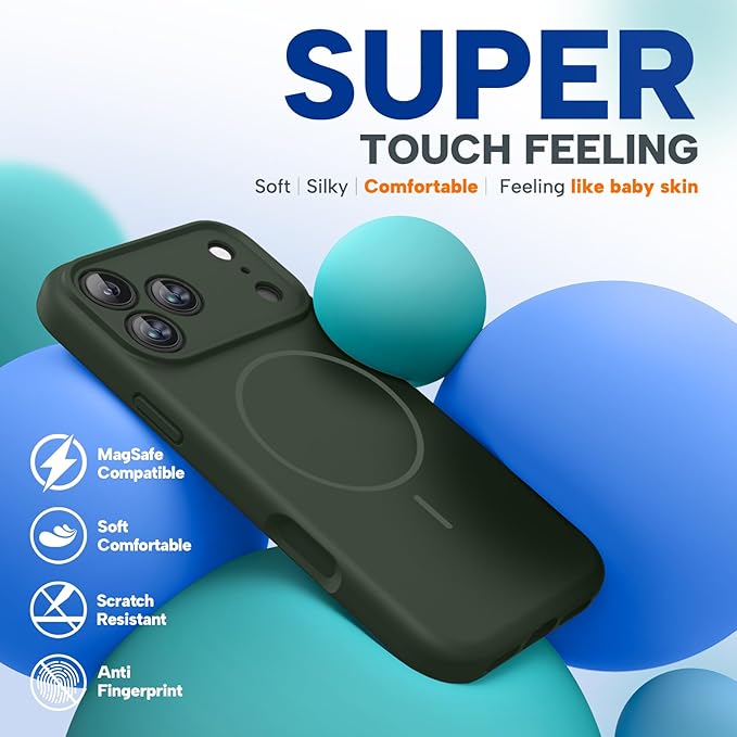 Miracase Silicone & Magnetic for iPhone 17 Pro Max Case, Dark Green | Compatible with MagSafe, Camera Control Cover, Premium Silicone Cover Shockproof Drop Protection Phone Case for 17 Pro Max - Image 3