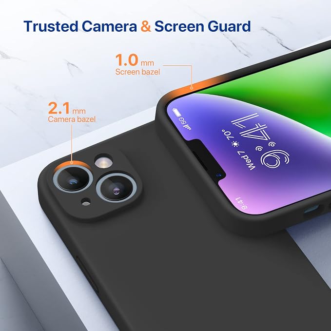 Miracase Silicone for iPhone 14 Case, Black | Soft Anti-Scratch Microfiber Lining, Premium Silicone Cover Shockproof Drop Protection Phone Case for 14 - Image 3