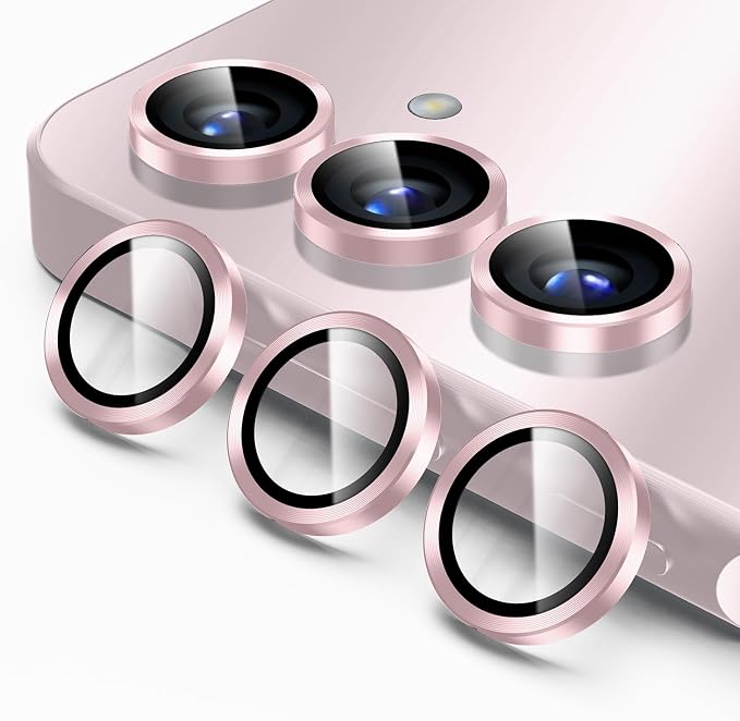 Korecase for Galaxy S25 FE Camera Lens Protector, 9H Tempered Glass Anti Scratch Camera Screen Protector Film Shcokproof Metal Ring Lens Protector for Galaxy S25FE，Pink by Korecase