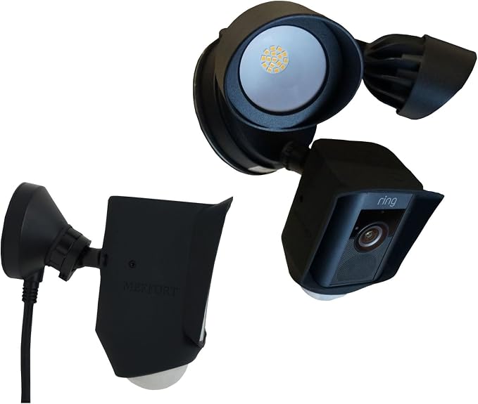 Silicone Skin Case Cover Compatible with Ring Floodlight Cam Wired Plus, Floodlight Camera (1st Gen) - Sun Glare, UV & Weather Protection Skins Cover (2 Pack, Black) - Image 4