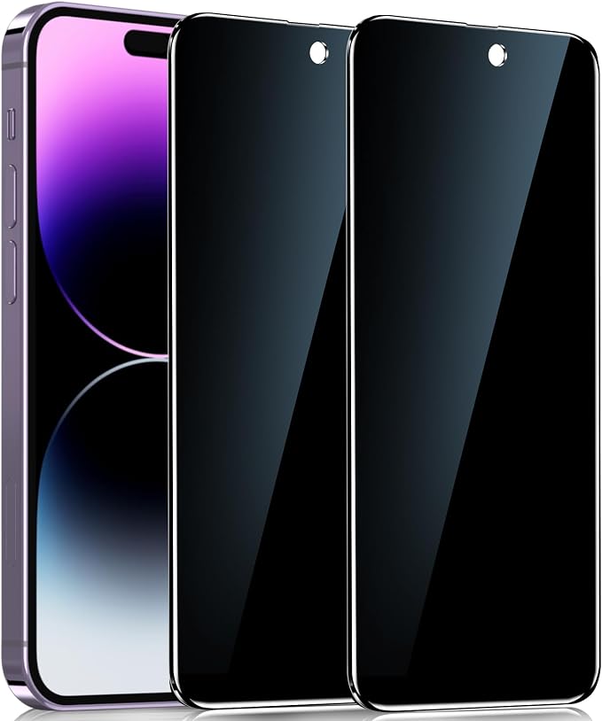 YMHML 2 Pack for iPhone 14 Pro Privacy Screen Protector Tempered Glass, Anti Spy Privacy Screen for iPhone 14 Pro Accessories, Case Friendly Private Film by YMHML