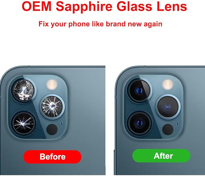 Back Rear Camera Lens Glass Replacement for iPhone 12 Pro 6.1 inches with pre-Installed Adhesive and Reparing Toolkit - Image 5