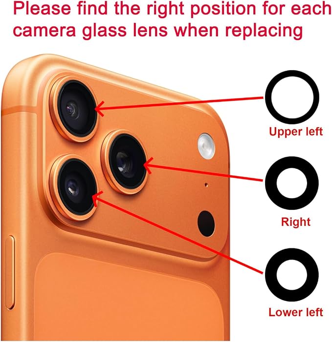 Back Rear Camera Lens Glass Replacement Compatible with iPhone 17 Pro and iPhone 17 Pro Max with pre-Installed Adhesive and Reparing Toolkit - Image 6