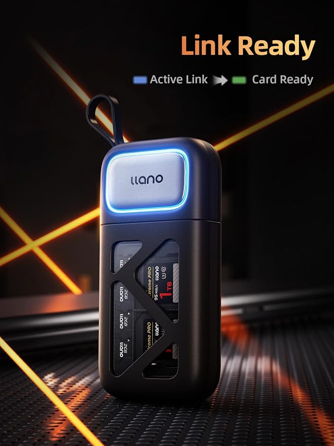 llano SD/Micro SD 3.0 Card Reader Holder Case, USB 3.2 Gen1(5Gbps) | 4*SD 8*Micro SD UHS-I Memory Crads Storage, F13 2 in 1 160MB/S Plug&Play for iPhone, Android, MacBook, Laptop, Cameras - Image 6