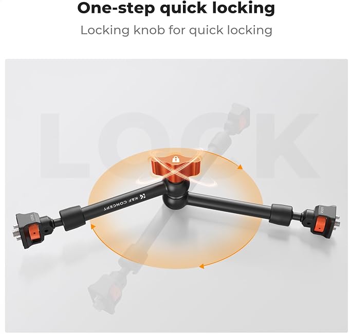 K&F CONCEPT 11" Magic Arm Clamp with Clamp ARRI 1/4" & 3/8" Thread Screw | 360° Ball Heads Arm with Clamp Mount for Monitor, LED Light, Webcam, Action Camera, MS33 - Image 6