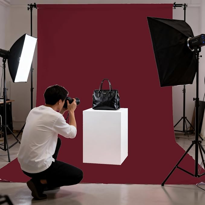 Burgundy Photography Backdrop for Photoshoot, Fabric 5x7ft | Polyester Studio Photo Backgrounds, Non Reflective, Easy to Hang, for Portrait Shoot, Product, Party Decor, Video Creation - Image 4