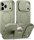 SURITCH for iPhone 17 Pro Max Case with Camera Control Cover, Camera Cover and Adjustable Kickstand, Compatible with MagSafe, Shockproof Bumper Protective Cases 6.9 Inch, Green by SURITCH