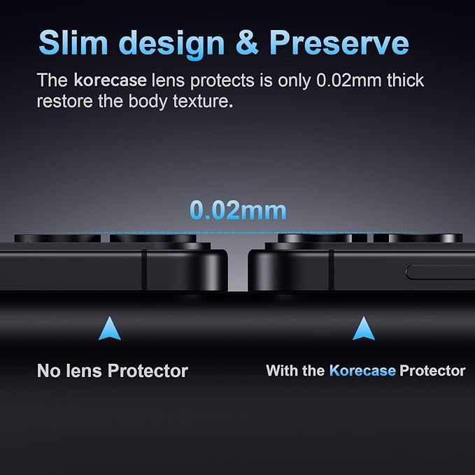 Korecase for Samsung Galaxy S25 Edge Camera Lens Protector, 9H Tempered Glass Anti Scratch Camera Screen Protector Film Shcokproof Metal Ring Lens Protector for Galaxy S25 Edge,Black - Image 8