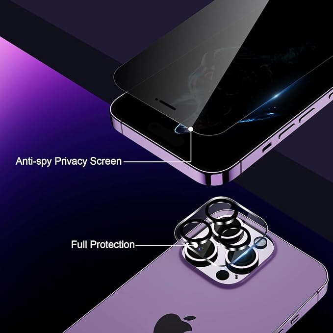 2+2 Pack Privacy Screen Protector for iPhone 12, 6.1 Inch | Camera Lens Protector, Tempered Full Screen Glass, Anti-Spy, Bubble Free, Case Friendly - Image 6
