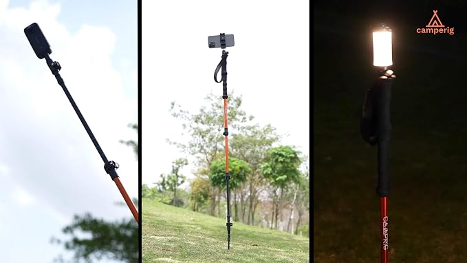Selfie Trekking Pole – Ultralight 7075 Aluminum Hiking Poles with Built-in 1/4” Mount, Selfie Clamp, Tripod & Camera Kit – Adjustable Flip-Lock Walking Stick for Men & Women - Image 9