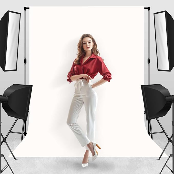 White Photo Backdrop Background Fabric Professional Photography 8x10ft | Seamless Design eliminates Wrinkle Portrait Photography Wedding Dark Theme Decorations - Image 5