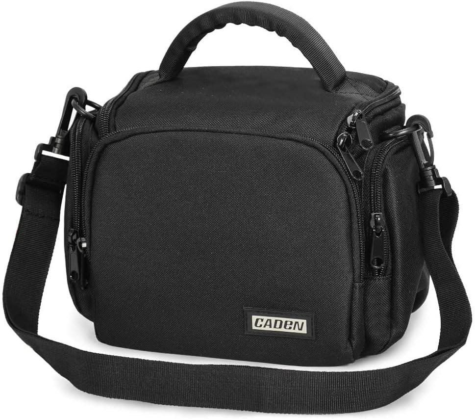 CADeN Compact Camera Shoulder Crossbody Bag Case Compatible for Nikon, Canon, Sony SLR/DSLR Mirrorless Cameras and Lenses Waterproof(1.0 S, Black) by CADeN