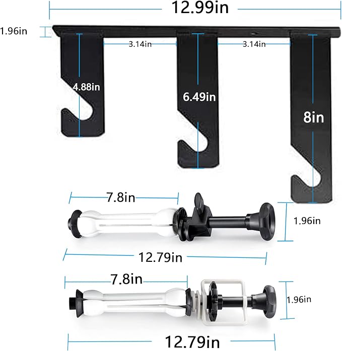 Photography Backdrop Wall Mount 3 Roller Support System | Manual Photo Background Ceiling Holder, Including 2 Tri-fold Hooks, 6 Expand Bars, 3 Chains, for Home Studio Game Video - Image 6