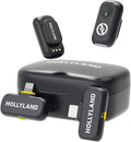 Hollyland Lark A1 Wireless Mini Microphone for iPhone & Android, 48kHz/24-bit, 3-Level Intelligent Noise Cancel, Microphone for YouTube, Podcast, Vlogging (Black, 2TX + 2RX + Charging Case) by Hollyland