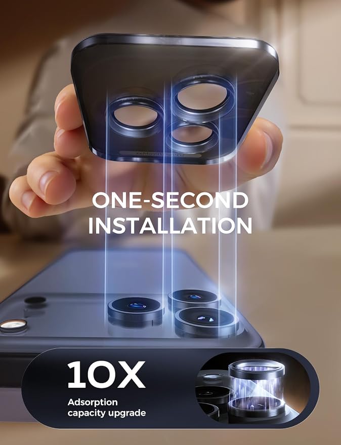 MAGIC JOHN 2 pack for iPhone 17 Pro Max/17 Pro Camera Lens Protector,Blue | [Alignment Kit&1:1 Invisible Fit] 9H Aerospace Tempered Glass, Ultra HD, Metal Individual Ring - Image 2