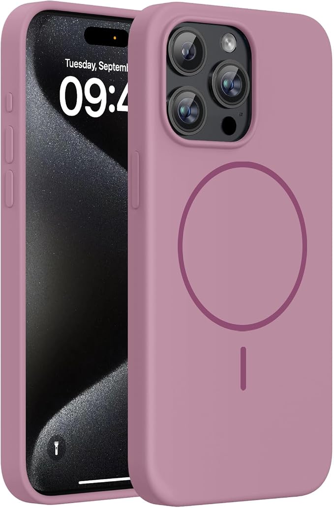miracase Magnetic for iPhone 15 Pro Max Case, [Soft Anti-Scratch Microfiber Lining], Compatible with MagSafe, Liquid Silicone Case Shockproof Drop Protection Phone Case for 15 ProMax, Blackcurrant by Miracase