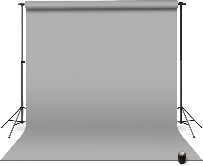 Denny Mfg Seamless Paper Backdrop for Photoshoot, Oyster Grey, 107in x 36ft | Backdrop Roll, Matte Finish for Portraits, Product Photos and Video Shoots, Includes Free Roll Gaffer Tape (2 in x 13 ft) by DennyManufacturing