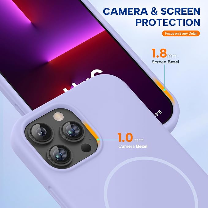 miracase Magnetic for iPhone 13 Pro Max Case, [Soft Anti-Scratch Microfiber Lining], Compatible with MagSafe, Liquid Silicone Shockproof Drop Protection Phone Case for 13 Pro Max, Light Purple - Image 8