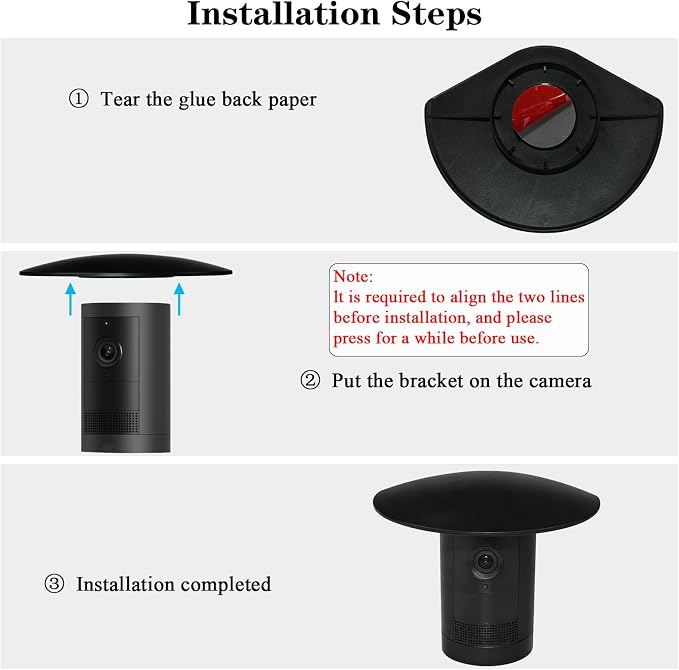 2Pack Sun Rain Shade Cover Compatible with Ring Outdoor Cam Plus,Weatherproof Camera Protective Shield for Resistant UV, Anti Glare,Easy to Install (Black) - Image 4