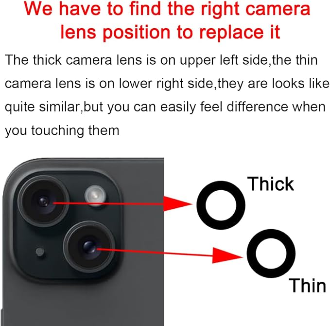 OEM Back Rear Camera Lens Glass Replacement for iPhone 15 and iPhone 15 Plus with pre-Installed Adhesive and Reparing Toolkit - Image 6