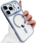 for iPhone 17 Pro Max Magnetic Case with Kickstand, [Compatible with MagSafe] Built in Stash Stand Clear Shockproof Soft Cover Camera Lens Protection Case for iPhone 17 Pro Max 6.9", Blue by Unknown