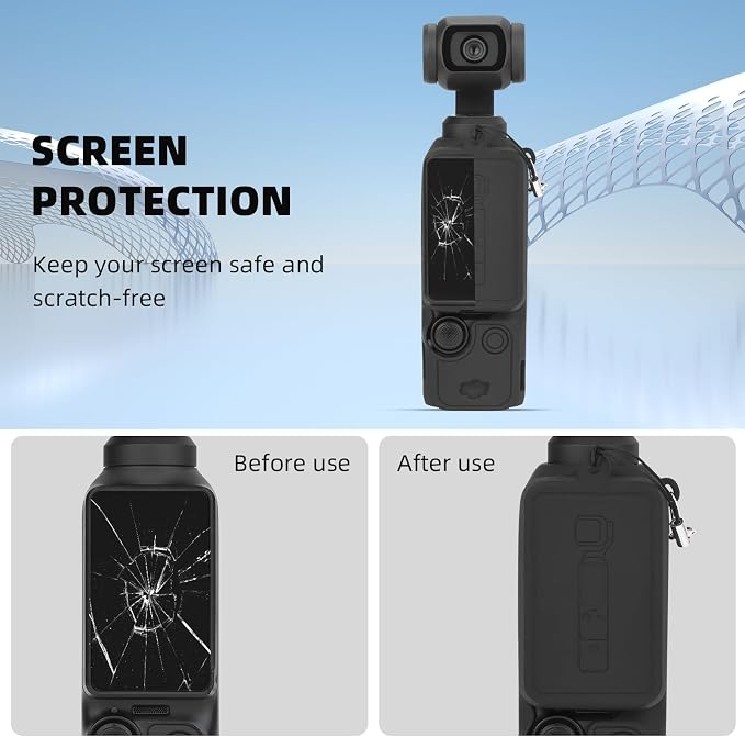 BRDRC Pocket 3 Silicone Cover, For Xtra Muse Protective Case Lens Protector Scratch-Resistant Sleeve Skin Compatible with DJI OSMO Pocket 3 Creator Combo/Xtra Muse Accessories (Black) - Image 2