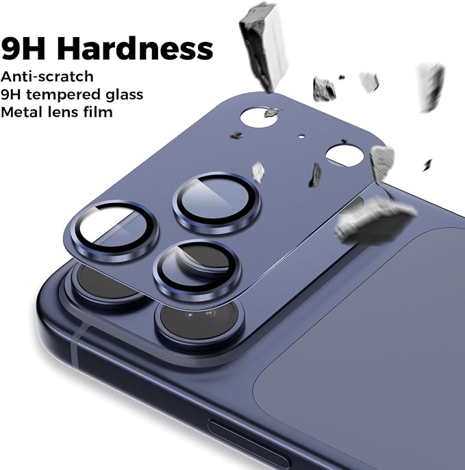 Screen Protector for iPhone 17 Pro 6.3 inch +2 Pack Blue Metal Camera Lens cover Protector - Image 3