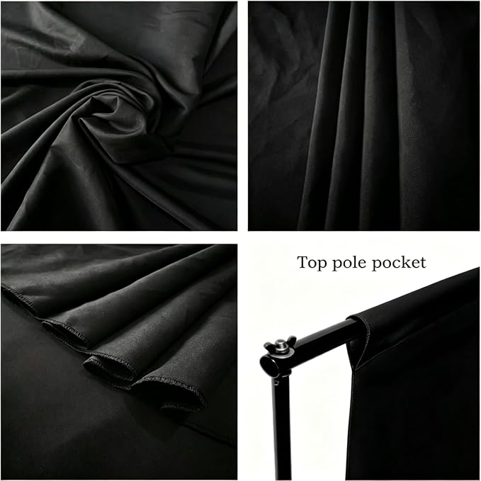 10 x 8 FT Black Backdrop for Photography, Polyester Fabric Background | Pure Black Photo Backdrop Curtain, Collapsible Seamless Screen for Photoshoot Portraits, Party, Video Studio - Image 5